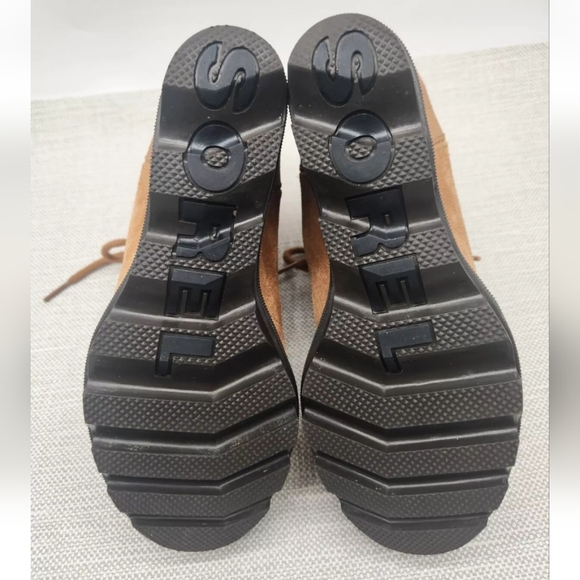 Sorel Size 4 Youth Hidden Wedge Boot Joan Of Arctic Il Camel Brown Suede - Picture 10 of 14